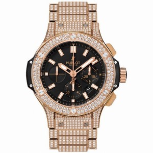 Hublot Big Bang Black Dial 18kt Rose Gold Diamond Men's Watch 301PX1180PX3704