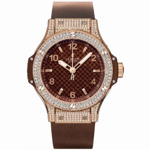 Hublot Big Bang Diamond Brown Carbon Fiber Dial 18k Rose Gold Ladies Watch 361.PC.3380.RC.1704