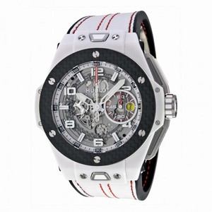 Hublot Big Bang Ferrari White Ceramic Carbon Dial Skeleton Ceramic Men's Sports Watch 401.HQ.0121.VR
