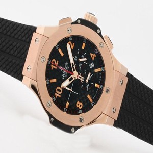 Hublot Big Bang Gold Mat 301.PL.500.RX Midsize Black Rubber Strap Watch
