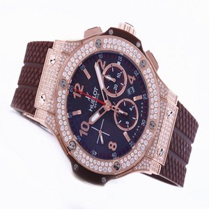 Hublot Big Bang Gold Mat Diamonds 301.PL.500.RX.114 Rose Gold Case Round Blue Dial Watch