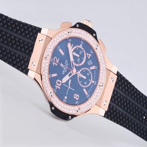 Hublot Big Bang Gold Mat Diamonds 301.PL.500.RX.114 Round Automatic Blue Dial Watch