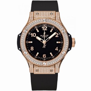 Hublot Big Bang Gold Pave Diamond Black Dial 18 kt Rose Gold Ladies Watch 361.PX.1280.RX.1704