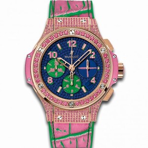 Hublot Big Bang Pop Art Anodized Blue Dial Set with Sapphires 18k Red Gold Limited Edition Ladies Watch 341.PP.9089.LR.1633.POP15