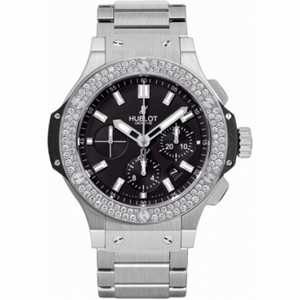 Hublot Big Bang Steel Black Dial Chronograph Diamond Bezel Men's Watch 301SX1170SX1104