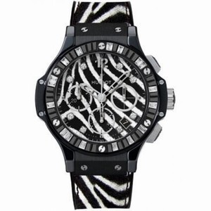 Hublot Big Bang Zebra Diamond Dial Black Ceramic Chronograph Ladies Watch 341CV7517VR1975