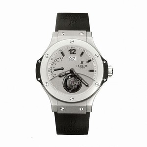 Hublot Big Date Tourbillion Silver Dial Platinum Black Rubber Men's Watch 302.TI.450.RX
