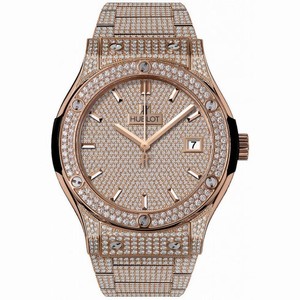 Hublot Classic Fusion 18K Rose Gold Diamond Pave utomatic Men's Watch 511.OX.9010.OX.3704