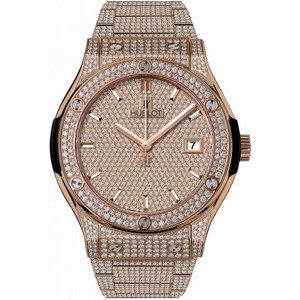 Hublot Classic Fusion Rose Gold Diamond Pave Dial Men's Watch 542.OX.9010.OX.3704