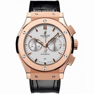 Hublot Classic Fusion Silver Dial Black Leather Band 18 Carat Rose Gold Case Automatic Men's Watch 541.OX.2610.LR