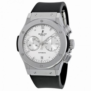 Hublot Classic Fusion Silver Dial Chronograph Black Rubber Men's Watch 521.NX.2610.RX