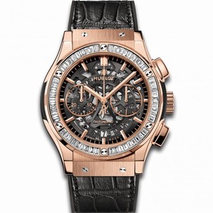 Hublot Classic Fusion Skeleton Dial 18k King Gold Diamond Set Automatic Men's Watch 525.OX.0180.LR.1904
