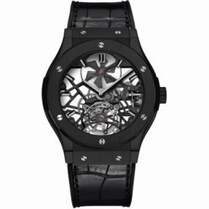Hublot Classic Fusion Skeleton Dial Black Ceramic Black Leather Automatic Men's Watch 505CM0140LR