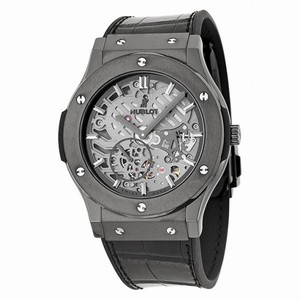 Hublot Classic Fusion Skeleton Dial Black Ceramic Black Leather Automatic Men's Watch 515CM0140LR