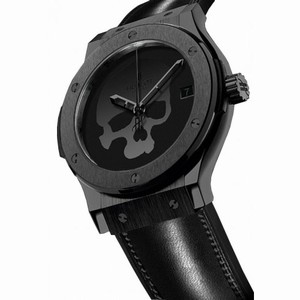 Hublot Classic Fusion Skull Bang Dial Black Ceramic Leather Men's Watch 511CM1110VRPIC12