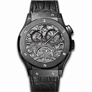 Hublot Classic Fusion Tourbillion All Black Skeleton Dial Ceramic Men's Watch 506.CM.0140.LR