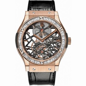 Hublot Classic Fusion Tourbillon 18K King Gold Baguette Diamond Men's Watch 505.OX.0180.LR.1904