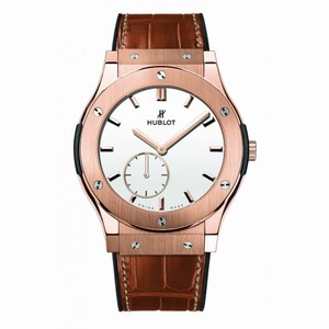 Hublot Classic Fusion Ultra-Thin King Gold  White Dial Brown Leather Band 18 Carat Rose Gold Automatic Men's Watch 545.OX.2210.LR