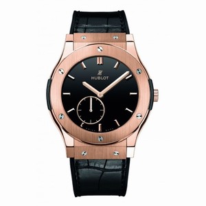 Hublot King Gold Black Dial Black Leather Band 18k Rose Gold Automatic Men's Watch 545.OX.1280.LR