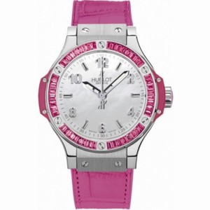 Hublot Tutti Frutti Mother of Pearl Dial Pink Baguette Sapphires Pink Rubber Ladies Watch 361.SP.6010.LR.1933