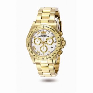 Invicta Speedway Chronograph White Dial 18kt Gold-plated Men's Watch 7030