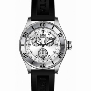 Invicta Signature Chronograph Silver Dial Black Polyurethane Men's Watch 7053