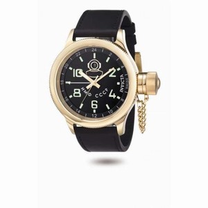 Invicta Russian Diver GMT Black Dial Brown Leather Men's Watch 7109