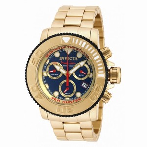 Invficta Sea Hunter Chronograph Blue Dial Gold Ion-plated Men's Watch 19603
