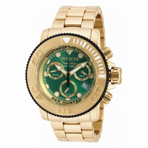 Invficta Sea Hunter Chronograph Green Dial Gold Ion-plated Men's Watch 19604