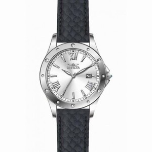 Invica Angel Silver Dial Black Leather Ladies Watch 14318