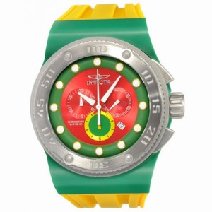 Invicta Akula Chronograph Red and Green Dial Yellow Rubber Men's Watch 12323