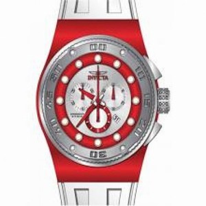 Invicta Akula Chronograph Silver Dial Red Accent White Rubber Men's Watch 12318