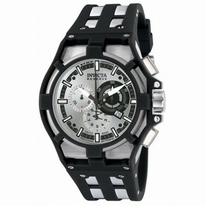 Invicta Akula Reserve Chronograph Silver Dial Black Polyurethane Men's Watch 14011