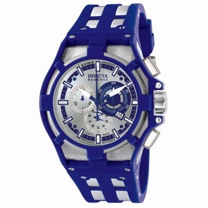 Invicta Akula Reserve Chronograph Silver Dial Blue Polyurethane Men's Watch 14009