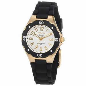 Invicta Angel Black Dial Black Polyurethane Ladies Watch 1629