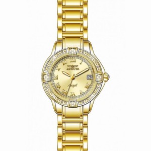 Invicta Angel Champagne Dial Cyrstal-set Gold Ion-plated Ladies Watch 14802