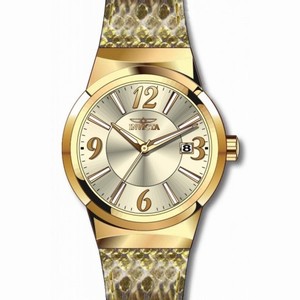 Invicta Angel Champagne Dial Gold Leather Ladies Watch 17296
