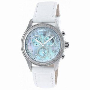 Invicta Angel Chronograph Mother of Pearl White Leather Ladies Watch 21537
