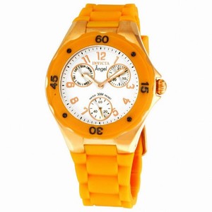 Invicta Angel Collection Rose Gold-Plated Orange Polyurethane Ladies Watch 0712
