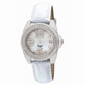 Invicta Angel Mother of Pearl Dial White Leather Ladies Watch 1119