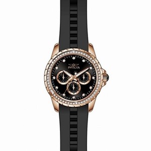 Invicta Angel Multi-Function Black Dial Black Polyurethane Ladies Watch 21902