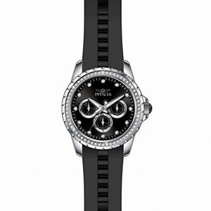 Invicta Angel Multi-Function Black Dial Black Polyurethane Ladies Watch 21903