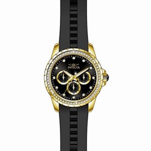 Invicta Angel Multi-Function Black Dial Black Polyurethane Ladies Watch 21904