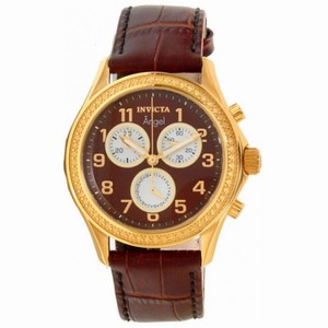 Invicta Angel Multi-Function Brown Dial Brown Leather Ladies Watch 12989