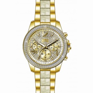 Invicta Angel Multi-Function Gold Crystal Dial Gold-plated Stainless Steel Tortoise Acetate Ladies Watch 20511