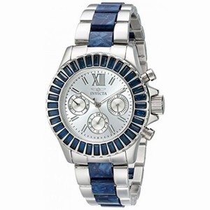 Invicta Angel Multi-Function Silver Dial Stainless Steel Blue Acetate Ladies Watch 18869