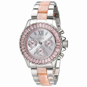 Invicta Angel Multi-Function Silver Dial Stainless Steel Pink Acetate Ladies Watch 18868