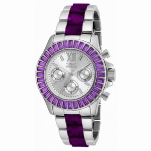 Invicta Angel Multi-Function Silver Dial Stainless Steel Purple Acetate Ladies Watch 18870