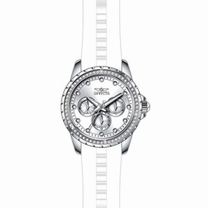 Invicta Angel Multi-Function Silver Dial White Polyurethane Ladies Watch 21899