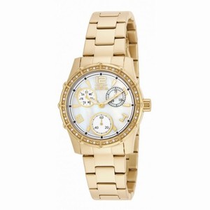 Invicta Angel Multi-Function White Mother of Pearl Dial Gold-plated Ladies Watch 16121